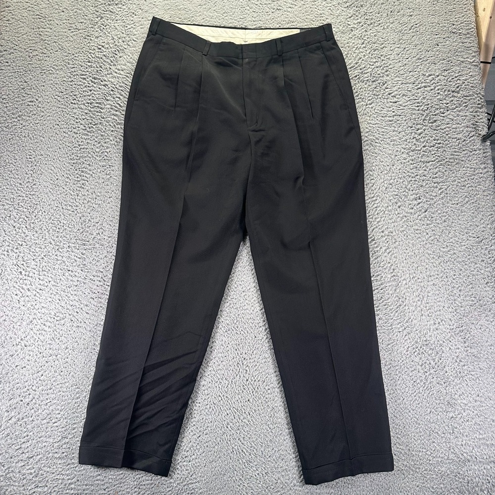 Slates Pant Mens 38x30 Black Dress Straight Leg Business Office Career Preppy
